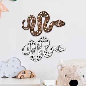 Wooden snake wall decor boho style animal plaque home bedroom living room decoration art