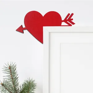 Wooden Heart Door Corner Decoration Valentine Day Red Heart Arrow Home Wall Art Decor