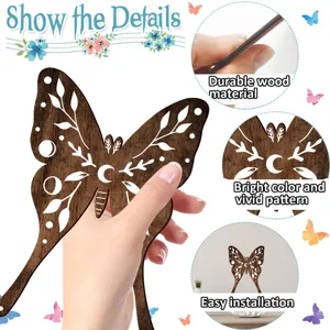 Wooden butterfly wall decor bohemian style moon phase wall sticker home room decoration