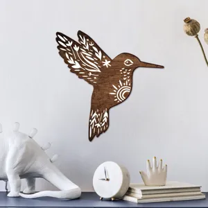 Wooden hummingbird wall art bohemian style carved animal wall hanging for home decor