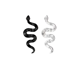 Bohemian wooden snake wall decor set, black and white floral art hanging plaque for home.