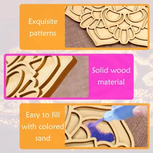 Wooden mandala DIY laser cut flower coaster solid wood wall hanging craft for home decoration