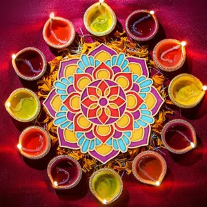 Wooden mandala wall art multicolored floral coaster for Diwali home decor celebration