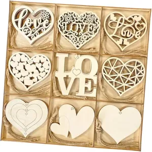 Unfertiges Holzherzen Bastelset mit Sortierbox, lasergeschnittene DIY Deko Ornamente.