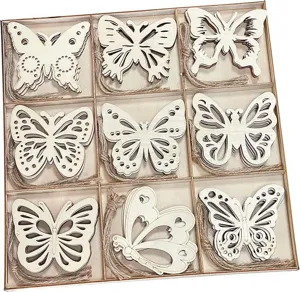 Hölzernes Schmetterling Bastelset mit 9-Fächer Holzbox für kreative DIY Bastelprojekte.