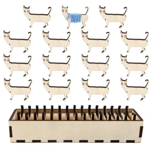 Hölzerne Katzenform Spulen mit mehrfach unterteilter Holz Aufbewahrungsbox Produktdetail.