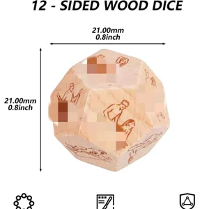 12-zijdige houten dobbelsteen koppel spel nieuwigheid cadeau romantische date night 21mm