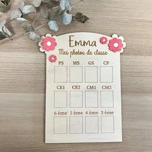 Custom wooden school photo board for kids picture frame keepsake personalized memory display