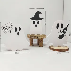 Halloween Holz Geist Tischdekoration Set süße weiße Geister Ornamente für Party Dekoration