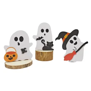 Halloween fantasma di legno decorazione da tavolo set simpatico fantasma bianco vaso di fiori festa