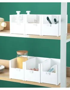 Boite de rangement en plastique blanc organisateur de bureau classie avec porte etiquette maison