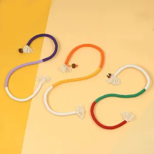 Colorful cat chew rope toy with tassels and natural fruit for interactive pet teeth grinding