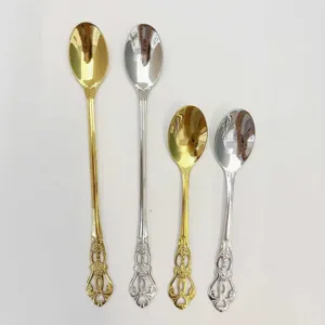 Stainless steel vintage royal court style spoons long and short handle coffee dessert mixing spoons