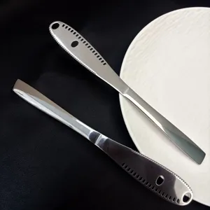 Coltello da Burro in Acciaio Inossidabile Spalmatore di Formaggio Pane Perforato Marmellata Utensile da Cucina Argento