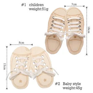 Wooden kids shoe lacing toy Montessori educational threading game fine motor skills practice tool