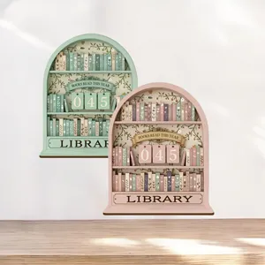 Décoration d'étagère de comptoir de lecture en bois miniature arc étagère artisanat