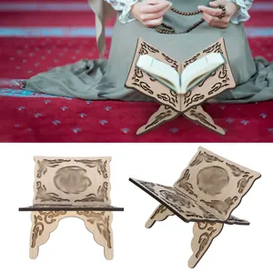 Soporte de Corán de madera tallada soporte de libro sagrado estante de lectura plegable