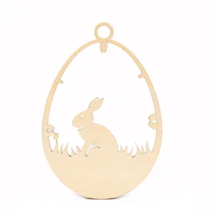 Pascua madera huevo conejo colgante pendiente DIY manualidades decoración para fiesta
