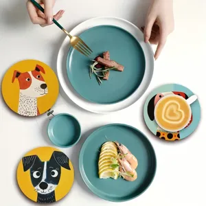 Tapis de tasse en bois resistants a la chaleur avec motifs de chiens, sets de table antiderapants.