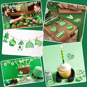 St. Patrick's Day wooden hanging ornaments clover gnome table decor party supplies