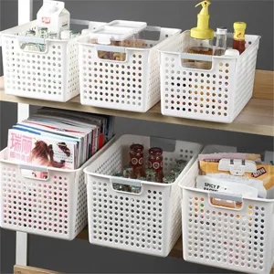 Panier de rangement rectangulaire en plastique pour cuisine bureau boite de rangement
