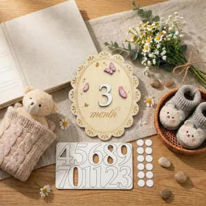 Ensemble de cartes accessoires photo mensuelles pour bébé en bois pour la photographie.