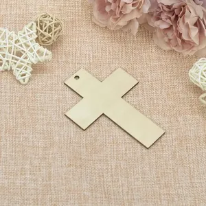 Unbehandelter Holzkreuz Anhänger DIY Handwerk dekoratives Holzstück Geschenk Etikett Deko