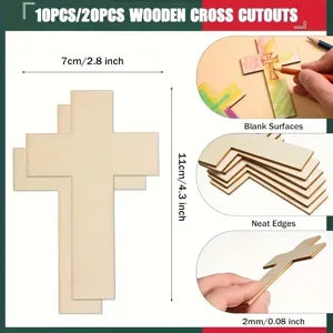 Holzkreuz Ausschnitt Detailansicht mit Abmessungen, Dicke und blanko Bastel DIY Oberflächen.