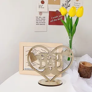 Vatertag Holz hohles Herz Desktop Ornament Geschenk, ideal für Eltern Geburtstag.