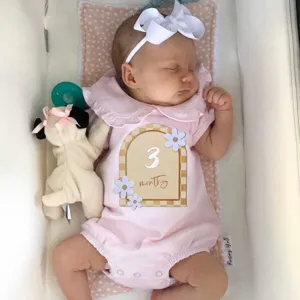 Wooden monthly milestone card baby photo prop newborn photography accessory newborn baby gift