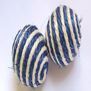 Blau und weiß Sisal Katze Kratzball interaktives Haustierspielzeug für Katzen Kätzchen