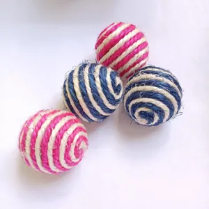 Colorful sisal cat scratching balls, bite-resistant interactive pet toy set for indoor cats.