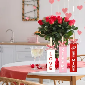 Valentine's Day tiered tray wooden block sign table decoration for romantic home wedding.