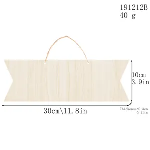 Plaque de porte en bois suspendue vierge bricolage déco panneau en bois 30x10cm corde.