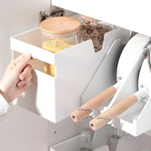 Boîte de rangement pour meuble de cuisine et support à casseroles pour évier et garde-manger.