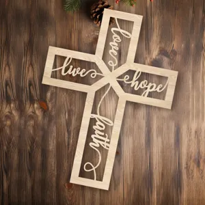 Decoración de pared de cruz de madera, arte artesanal rústico inspirador y religioso