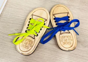 Wooden shoelace training board Montessori educational toy for kids lacing practice