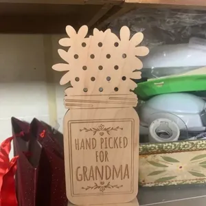 Plaque en bois pot de mason fleurs cadeau de fête des mères décoration de bureau design