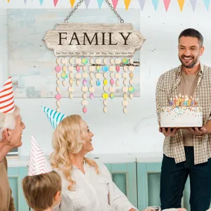 Holz Familienkalender Wandbehang Plakette DIY Geburtstag Tracker Brett für Heim Dekor