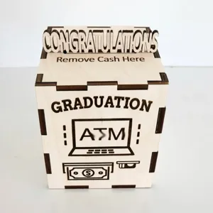 Caja de dinero de graduación de madera hucha regalo de fiesta para los graduados.