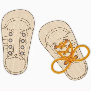 Wooden lacing shoe toy for kids Montessori early education learning shoelace practice board
