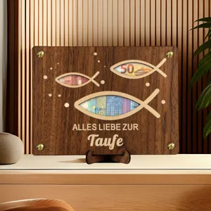 Targhetta regalo in legno con ritagli di pesce per la decorazione del battesimo 1pz