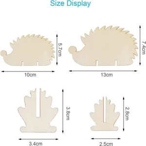 Wooden hedgehog and leaf DIY craft decoration size display wood slice set of 10 pieces
