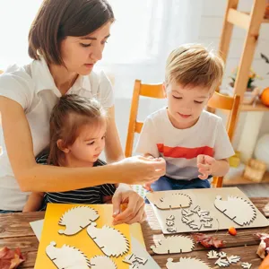 DIY wooden hedgehog wood slice set 10-piece animal decoration crafts for home table decor
