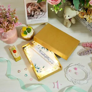 Hochzeitsgeschenk Box Set mit Lichtröhre Raffia Band und Glückwunschkarte für Braut und Bräutigam