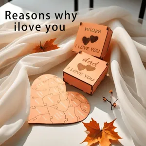 Wooden Heart Puzzle Memorial Gift Fathers Day Mothers Day Valentines Day Desktop Ornament Home Decor Wooden Craft