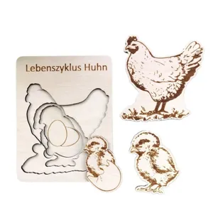 Wooden chicken life cycle puzzle educational Montessori toy for kids learning growth stages.