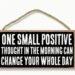 Wooden motivational hanging sign wall decor with positive quote for home kitchen room decor