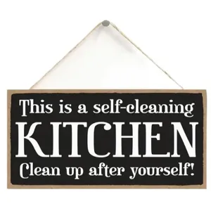Rustic wooden kitchen hanging sign wall decor with funny quote plaque for home rooms