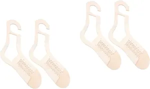 Wooden sock blockers set for knitting and display, smooth wooden templates with size markings.